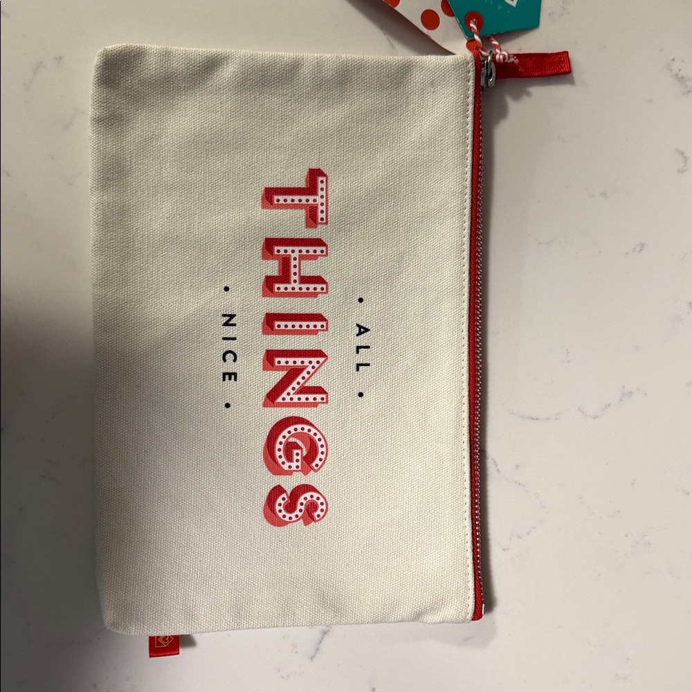 All Things Nice Makeup Organizer Pouch - Red and White